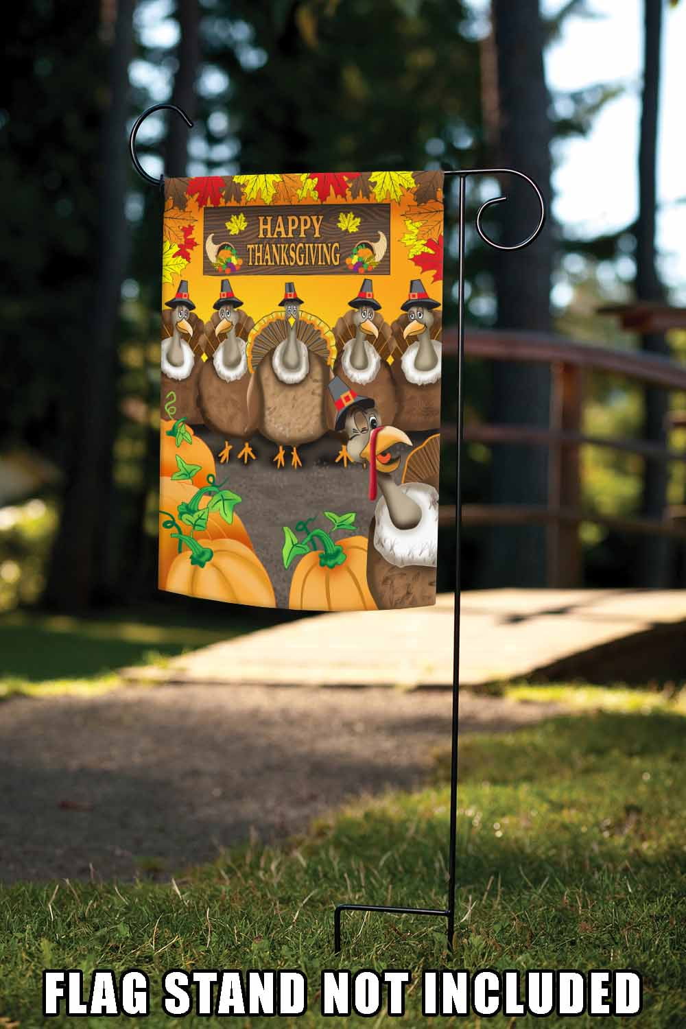 Toland Home Garden Turkey Photobomb Fall Thanksgiving Flag Double Sided 12x18 Inch