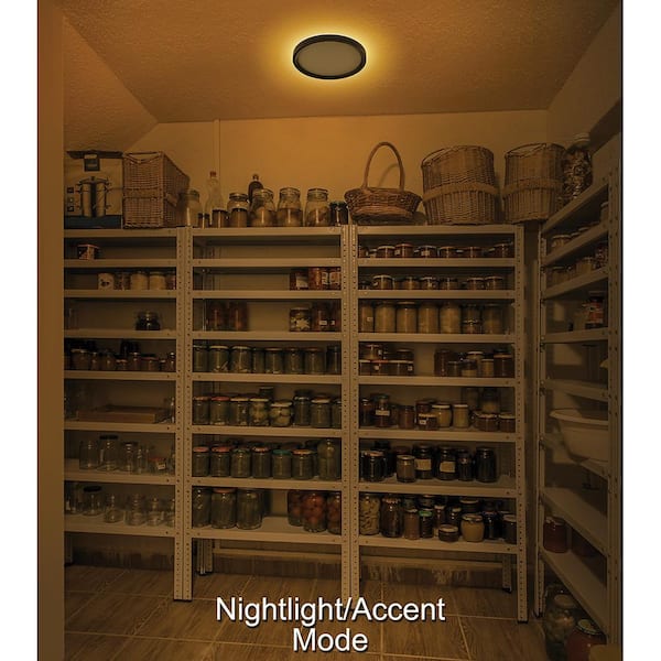 11 in. White, Oil Rubbed Bronze Trims 1000 Lumens LED Flush Mount Ceiling Light Fixture with Night Light Adjustable CCT