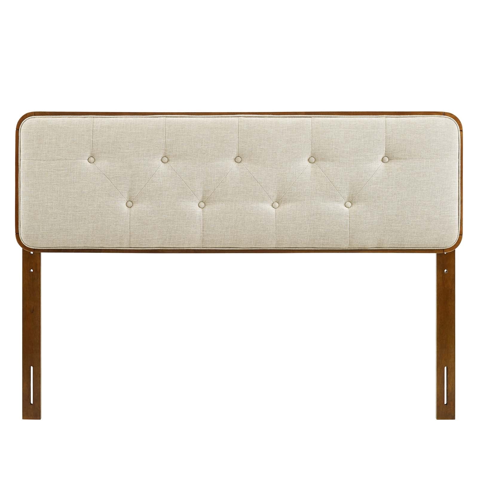 Modway Collins Tufted Full Fabric and Wood Headboard in Walnut Beige