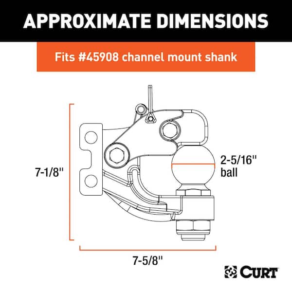 20,000 lbs. Replacement Trailer Hitch Channel Mount Ball & Pintle Combination with 2-5/16 in. Ball