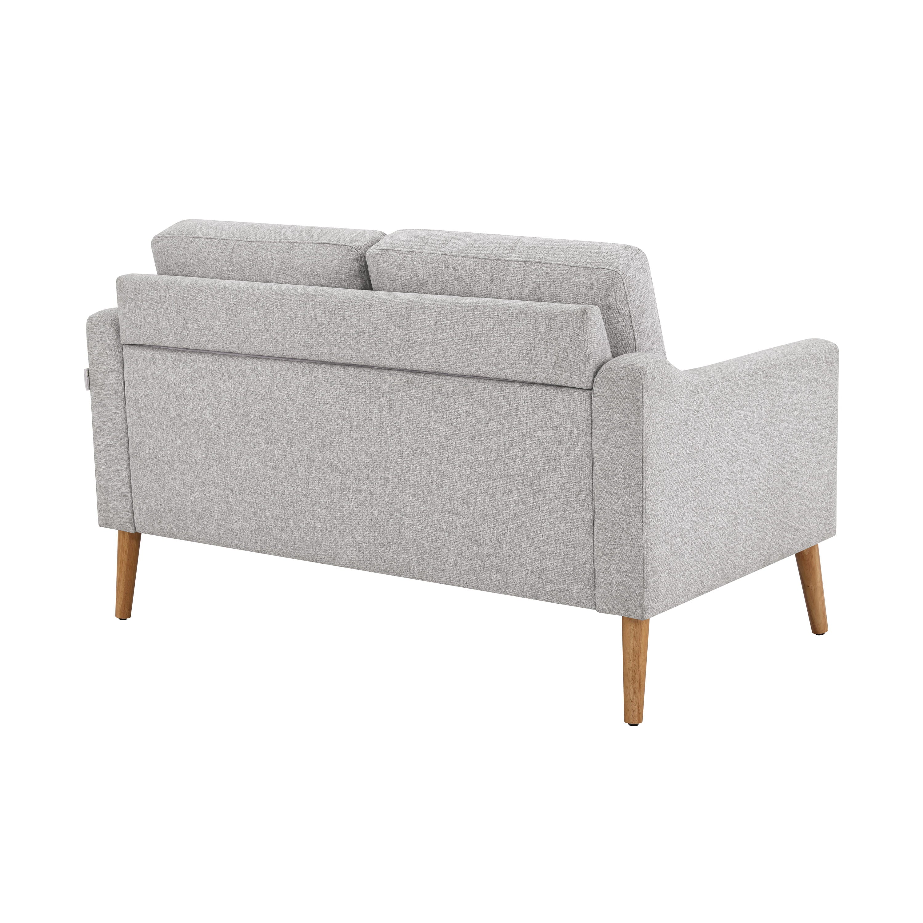 Serta Brighton Mid-Century Modern Style 2 Seater Loveseat with Ottoman, Light Grey Fabric