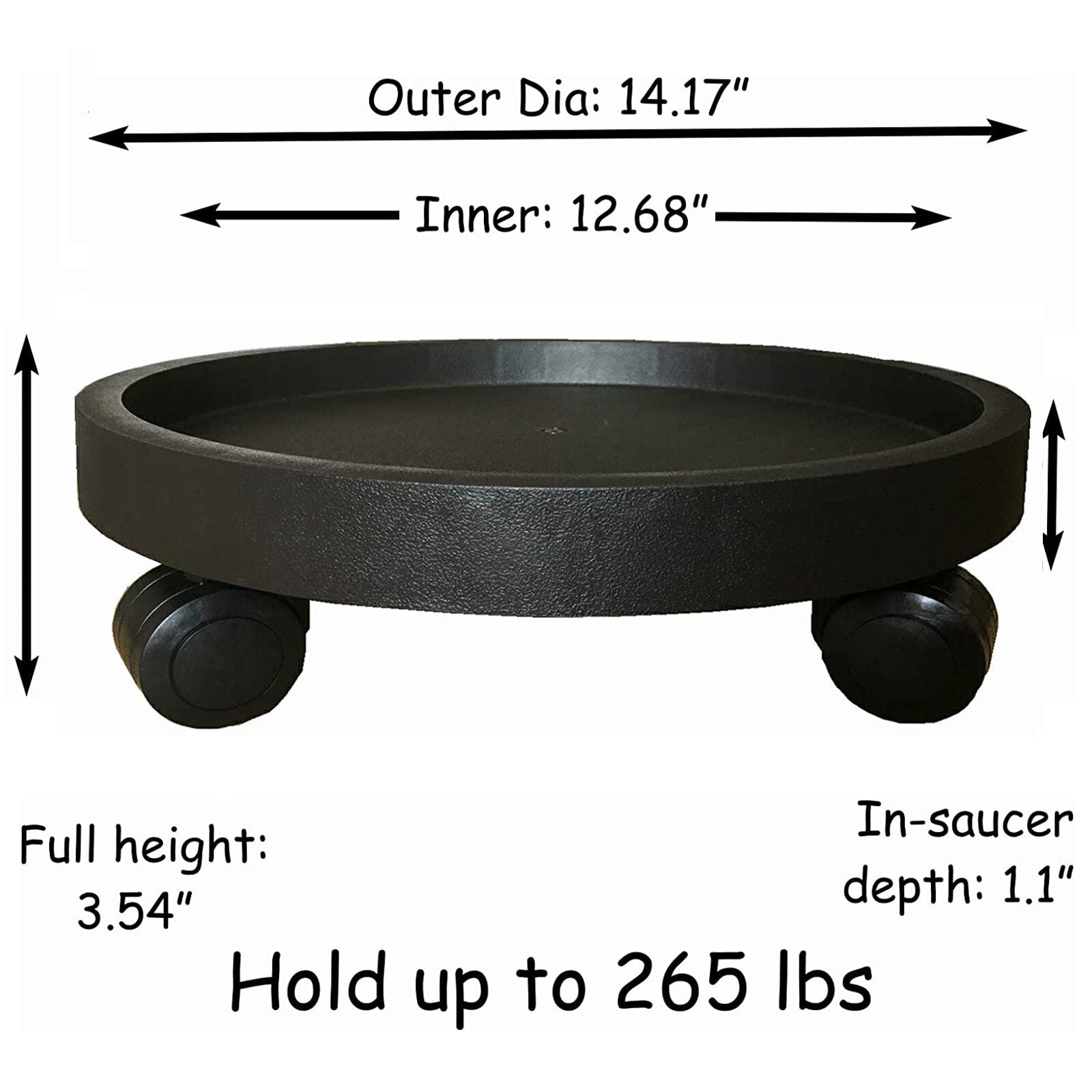 BAODELI 2 Pack of 14 inch Heavy Duty Plant Caddy with Wheels,Rolling Plant Stand Pot Trolley,Wheeled Planter Saucer Tray,Potted Flower Mover Dolly with Casters Round Coaster for Indoor Outdoor（Black）