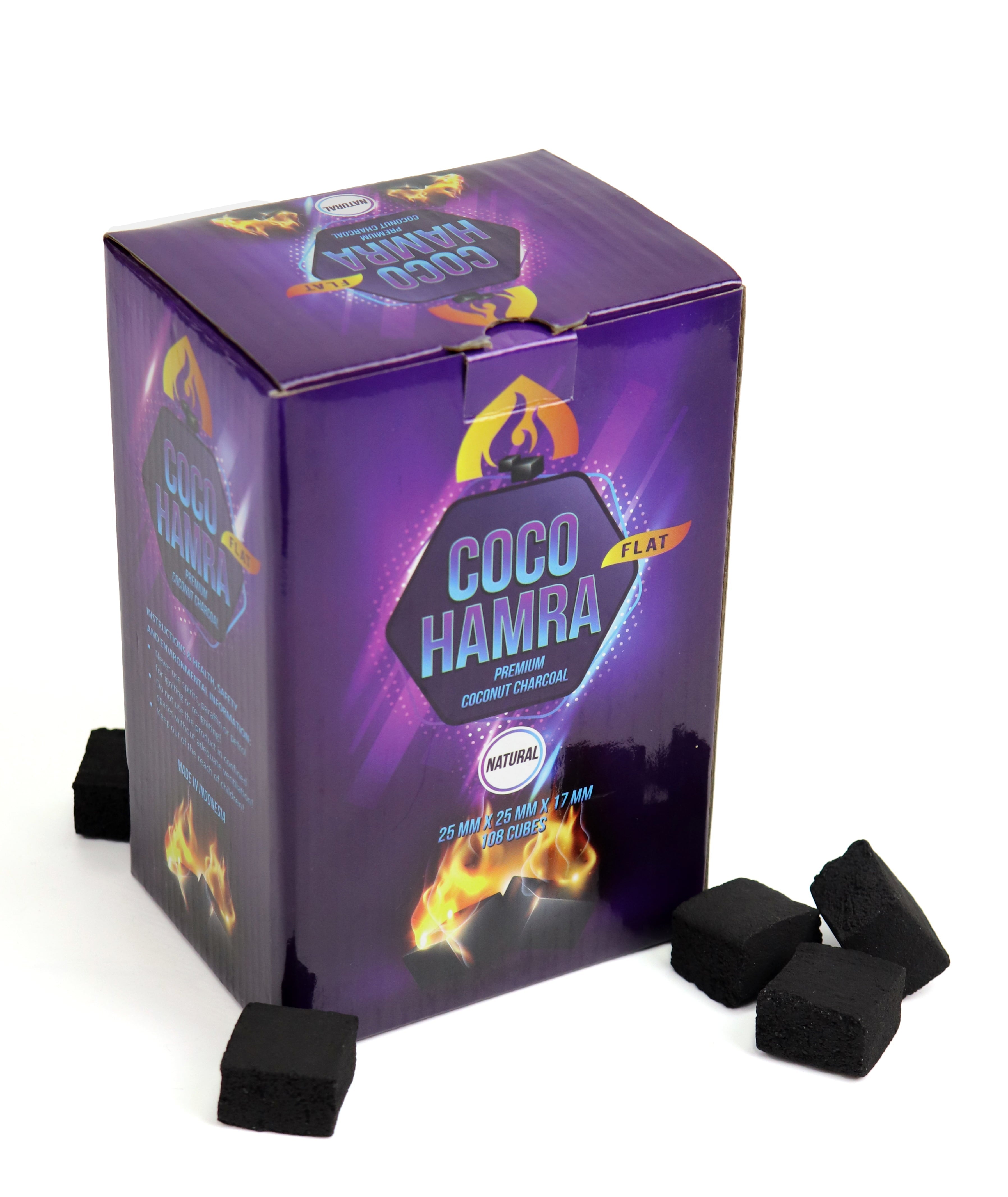 Coco Hamra* Natural Coconut Shell Charcoal Flat- 108pcs Coals (2.7lbs) - Made from Natural Coconut Incense Briquettes | Made in Indonesia | 25mm Charcoal Incense Flat | 1.12 KG