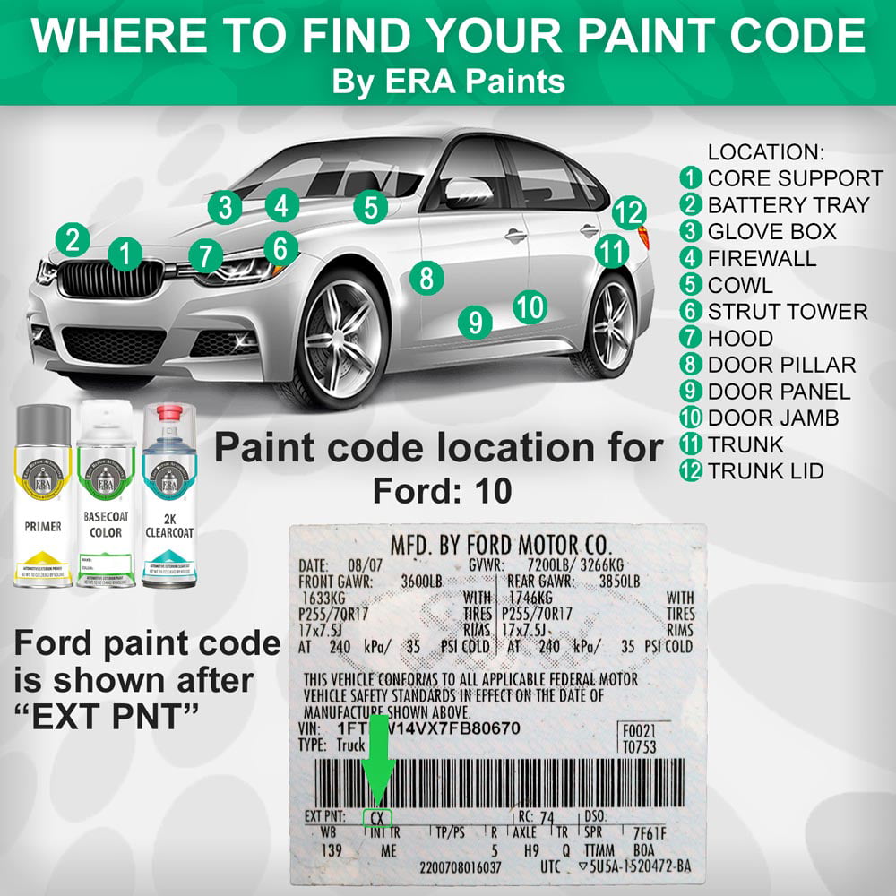 For FORD (YZ - Oxford White) Exact Match Gloss Spray Paint - Pick Your Color