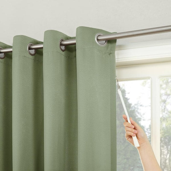 Gavin Sage Green Polyester 100 in. W x 84 in. L Grommet Sliding Patio Door Blackout Curtain (Single Panel)