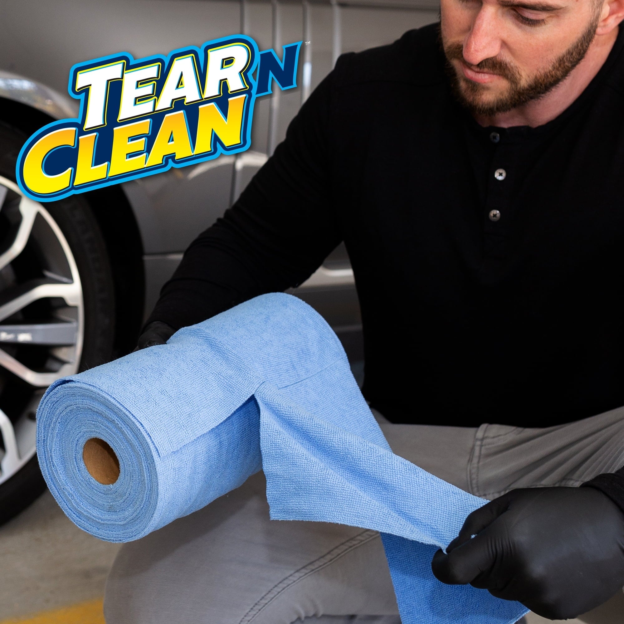Tear-N-Clean Commercial Grade Multi-Purpose Microfiber Towel Roll, 100 Pack, Blue