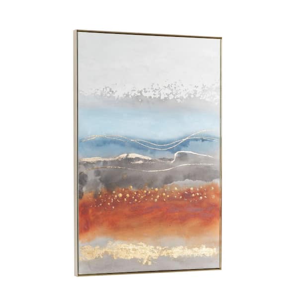 1- Panel Abstract Framed Wall Art with Gold Frame 47 in. x 32 in.
