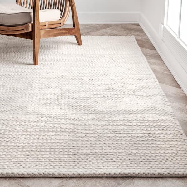 Caryatid Chunky Woolen Cable Off-White 8 ft. x 10 ft. Area Rug