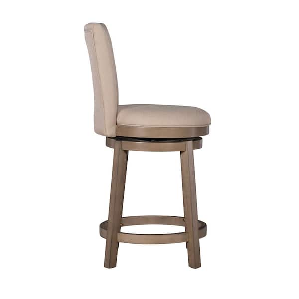 Mike 39.5 in. H Big and Tall Rustic Taupe High Back Wood Frame Counter Stool