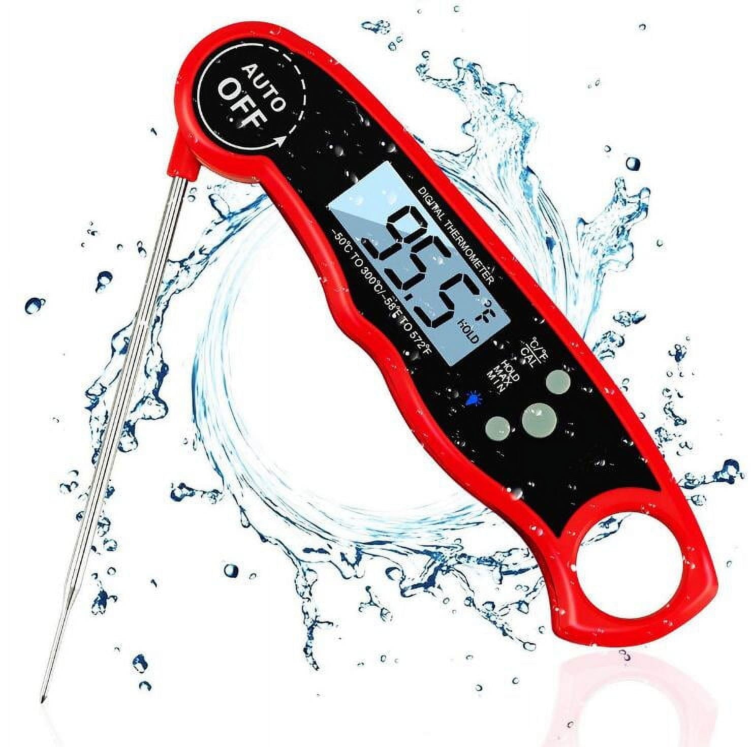 SUGIFT Waterproof Digital Instant Read Meat Thermometer with 4.7” Folding Probe Calibration Function for Cooking Food Candy, BBQ Grill, Smokers