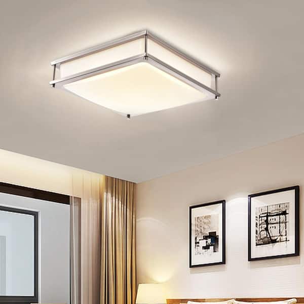 15.75 in. Brushed Nickel Dimmable 23-Watt Selectable LED Flush Mount Ceiling Light 3000K 4000K 5000K