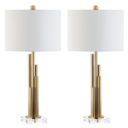 SAFAVIEH Lighting 32-inch Hopper LED Table Lamp (Set of 2) - Gold 16"x16"x32"