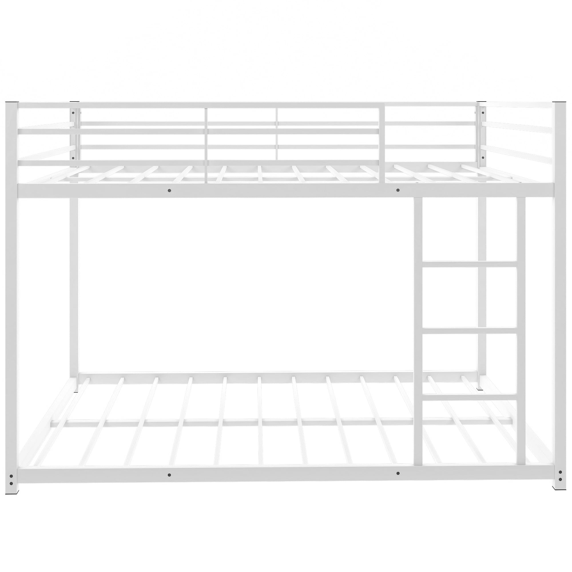 Full over Full Metal Bunk Bed, Upgraded Metal Bunk Bed Frame with Ladder and Safety Guard Rail, Heavy Duty Bunk Beds for Adults Teens Noise Free Space-Saving Easy to Assemble, White