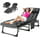 Slsy Folding Camping Cots for Adults, Adjustable 4-Position Reclining Folding Chaise with Mattress & Pillow, Portable Folding Lounge Chair Sleeping Cots Bed