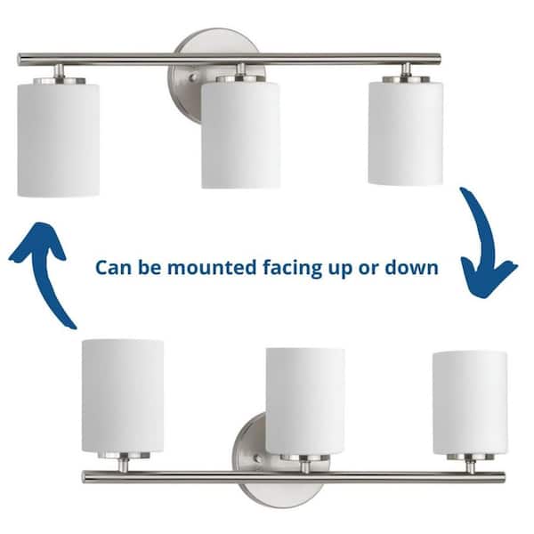 Replay Collection 22 in. 3-Light Brushed Nickel Etched White Glass Modern Bathroom Vanity Light