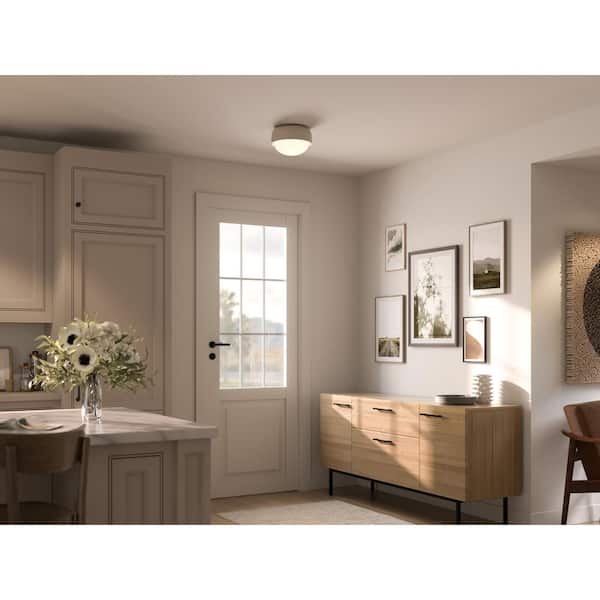 Canopy 10.35 in. 1-Light Greige Modern Hallway Convertible Flush Mount Ceiling Light