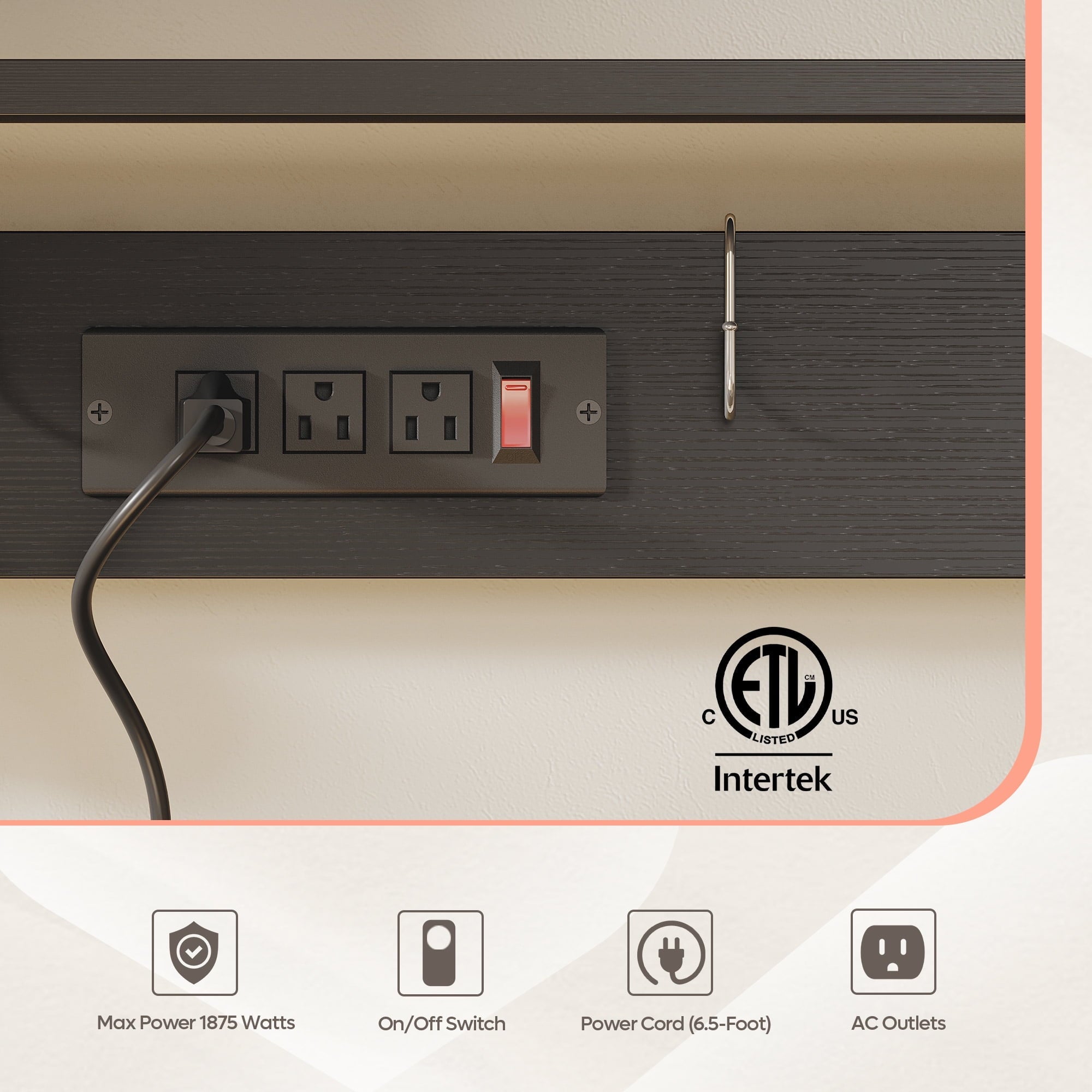 Bestier 60.3 inch 5-Tier Kitchen Bakers Rack with Power Outlets Microwave Cart in Black