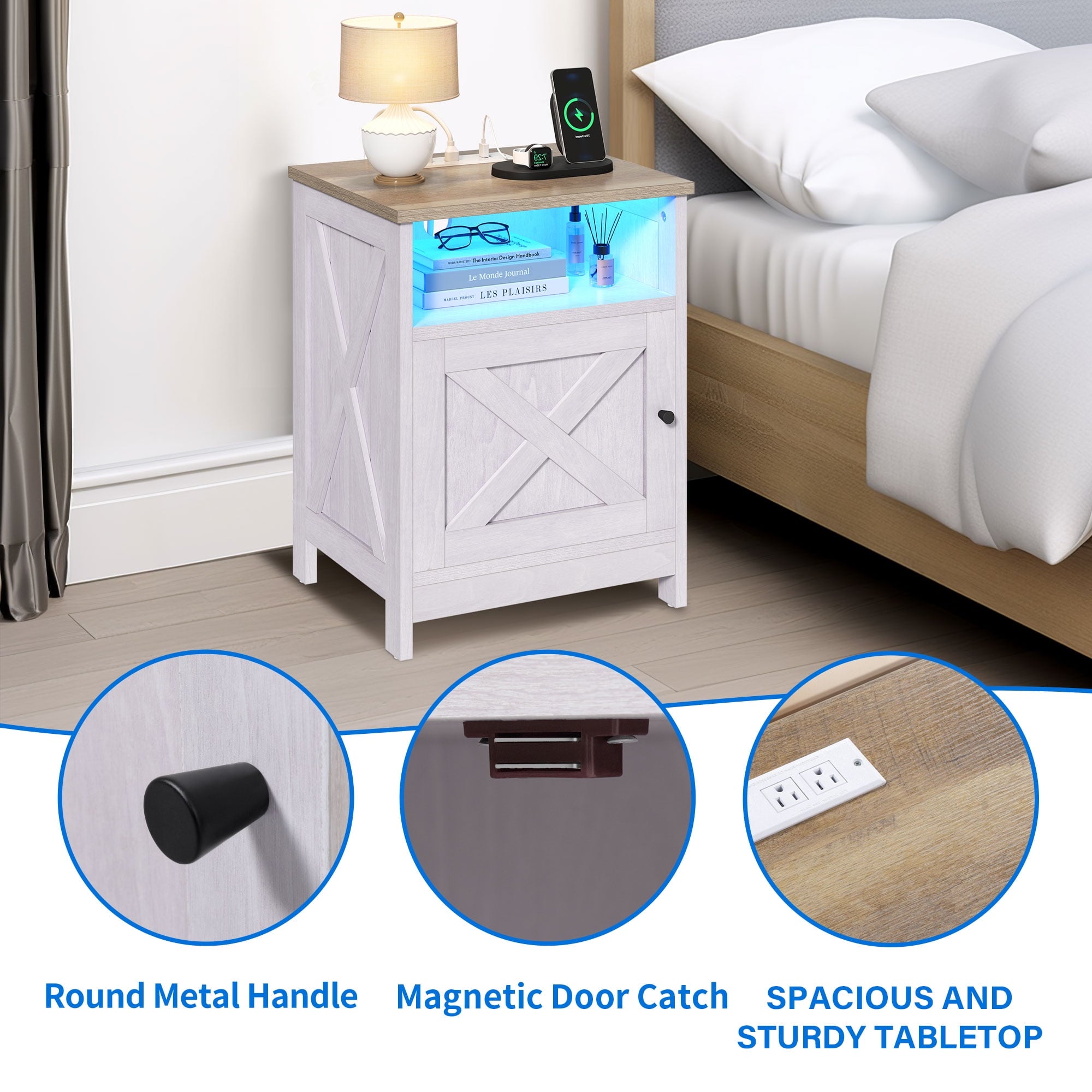 Dextrus Nightstand with RGB LED Soft Light, 27