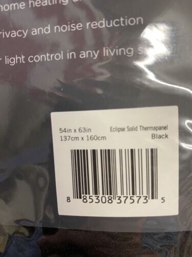 Eclipse Solid Thermapanel Room Darkening Single Curtain Panel, Black, 54x63in.