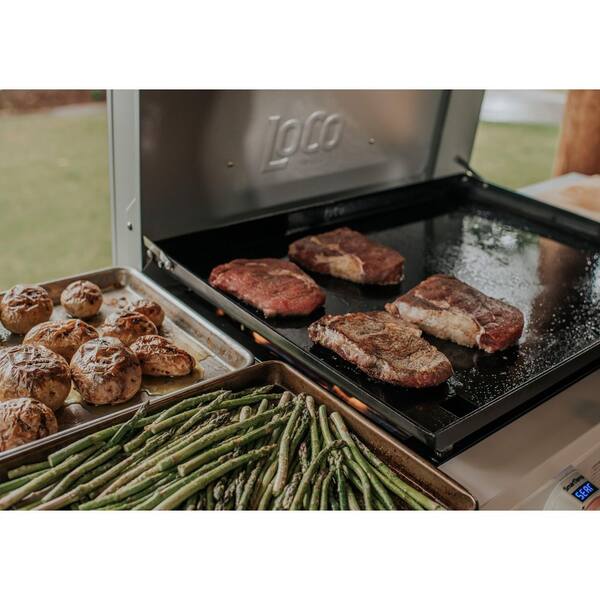 26 in. 2-Burner Propane Flat Top Grill / Griddle in Chalk Finish with Enclosed Cart and Hood