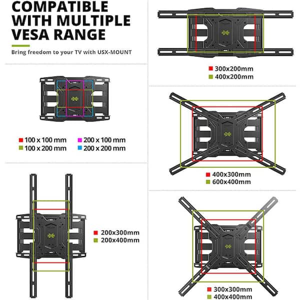 TV Wall Mount Fits 42 in. - 75 in. TV with Vesa 600 mm x 400 mm for Most TVs, with Swivel Articulating Tilting Function
