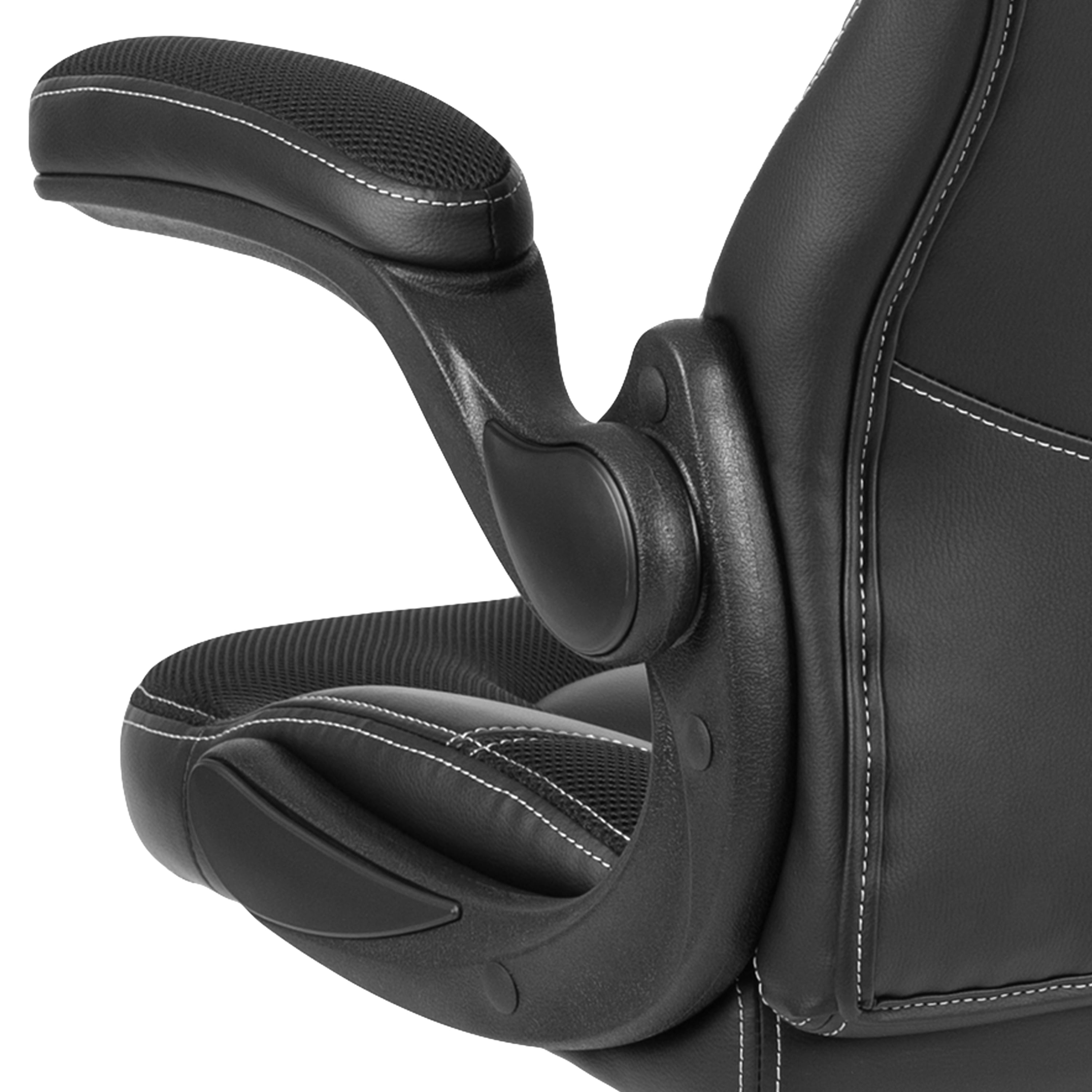 Emma + Oliver Gaming Racing PC Chair with Flip-up Arms, Black LeatherSoft