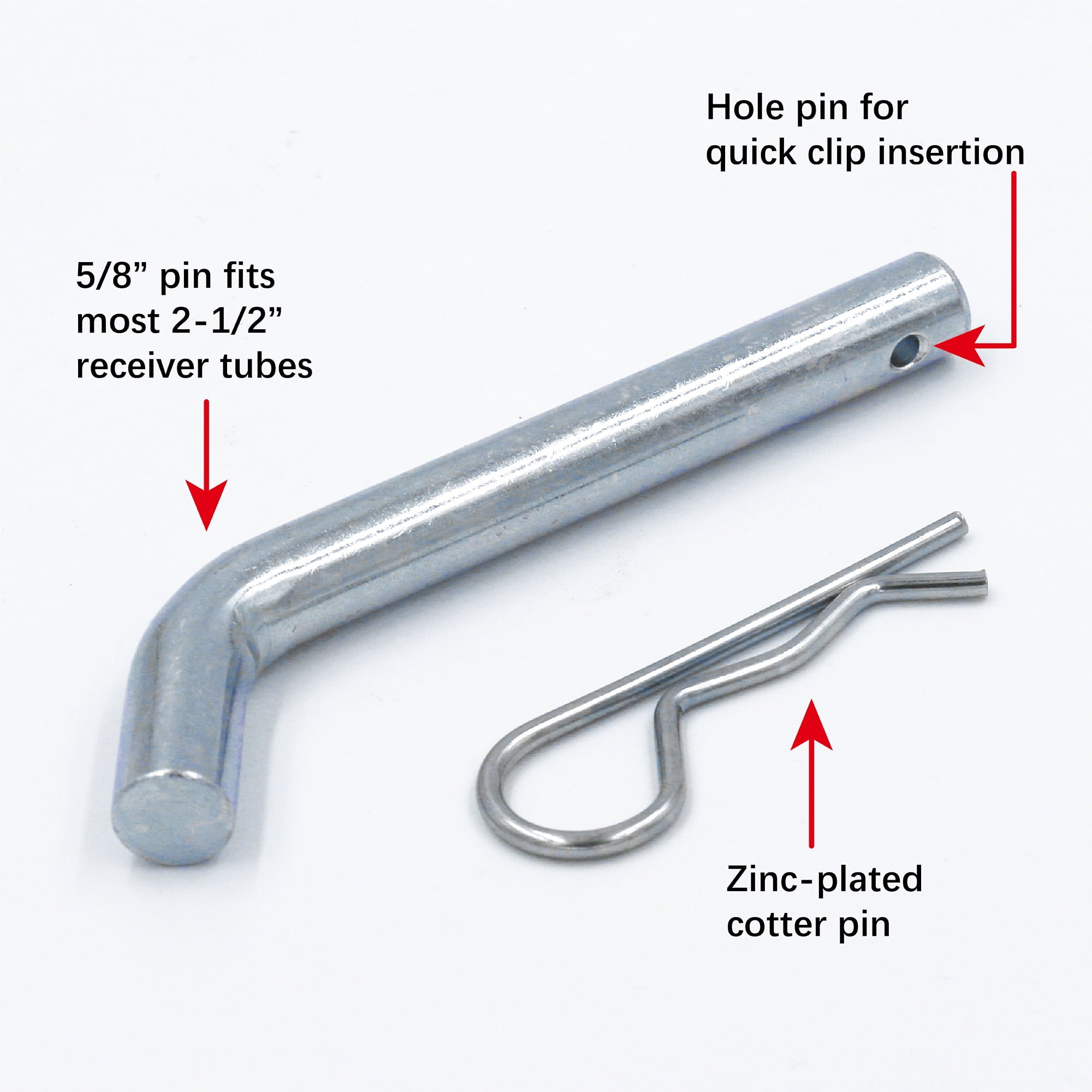Hyper Tough 5/8 inch Hitch Pin and Clip with Clip Hole, Galvanized, Trailer