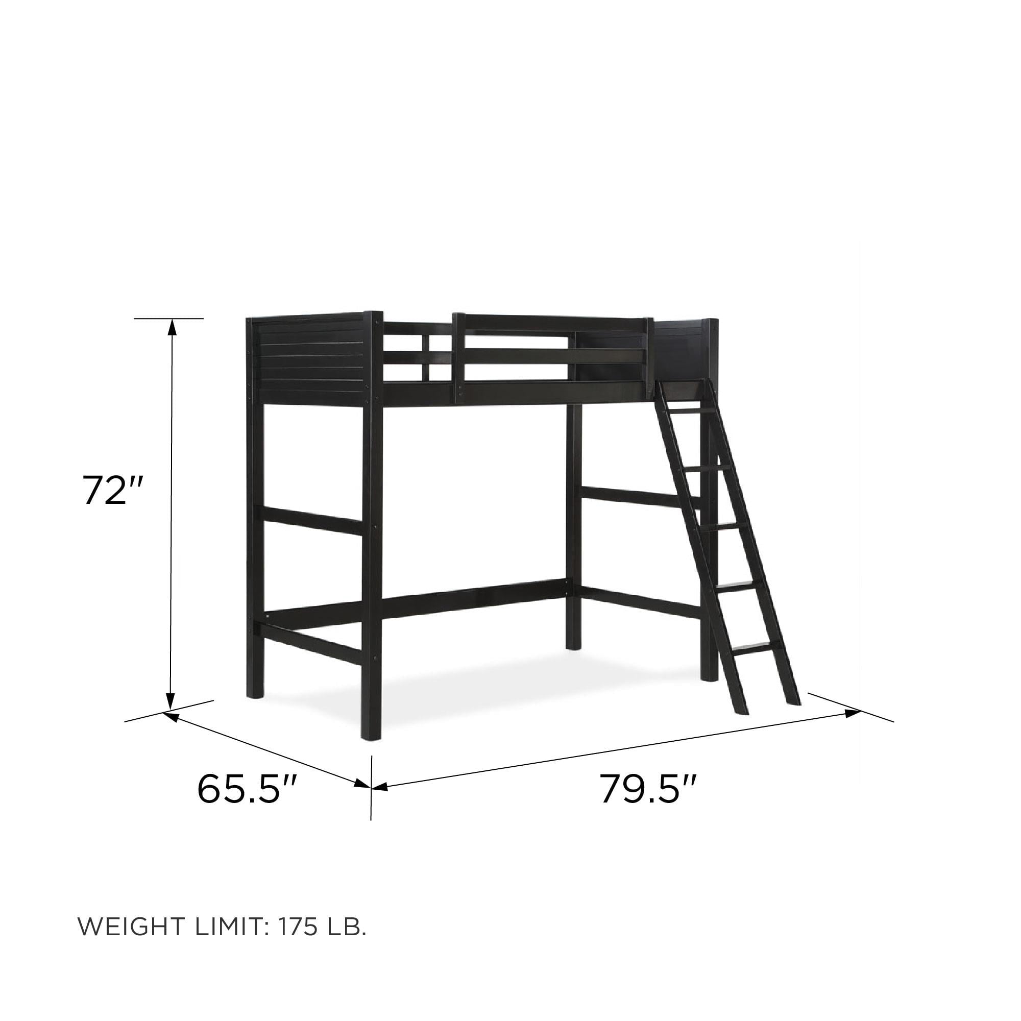 Your Zone Kiarah Twin Loft Bed with Ladder, Black