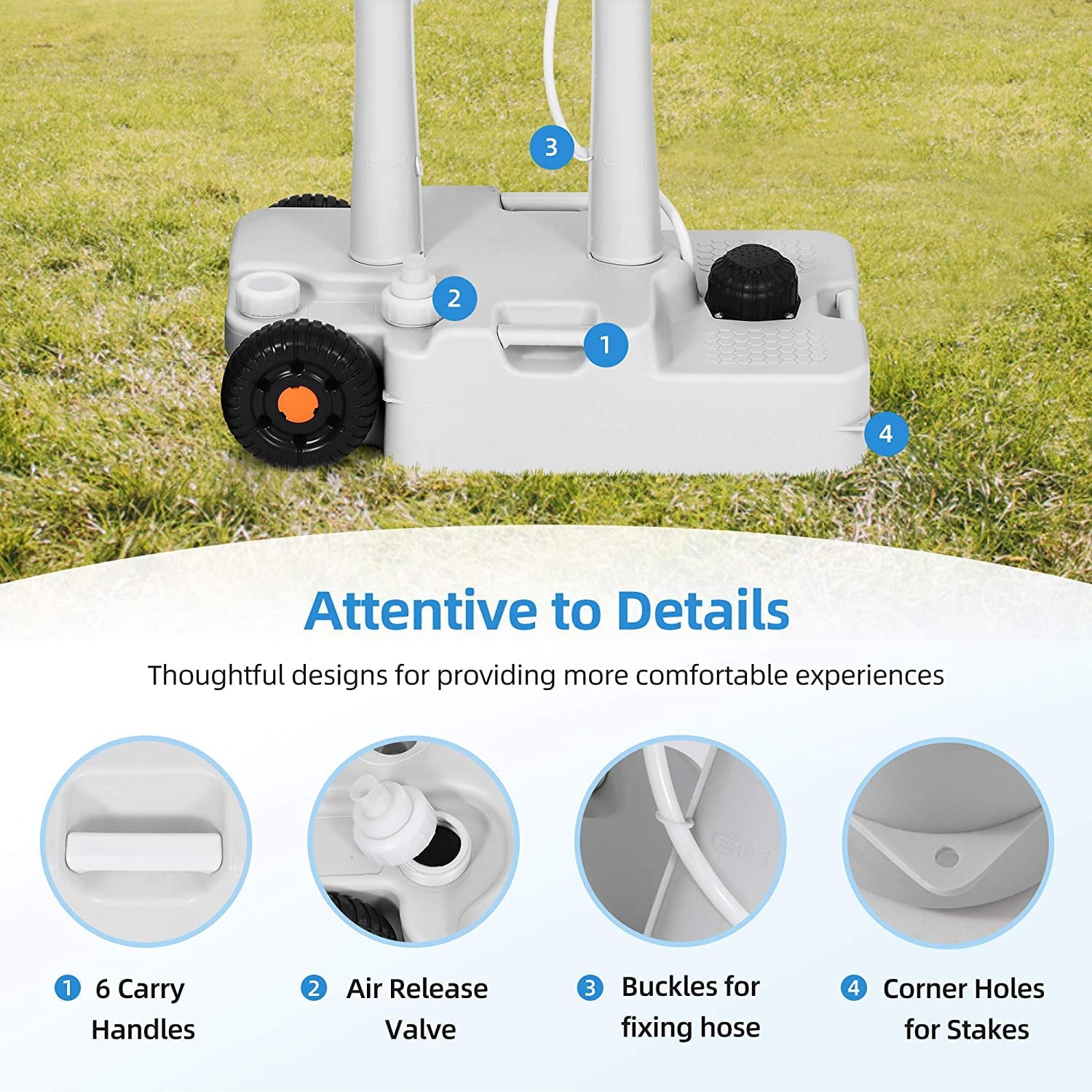 Portable Camping Sink with Rolling Wheels, Hand Washing Station with 30 L Water Capacity, Soap Dispenser, Towel Holder, Ideal for Outdoor