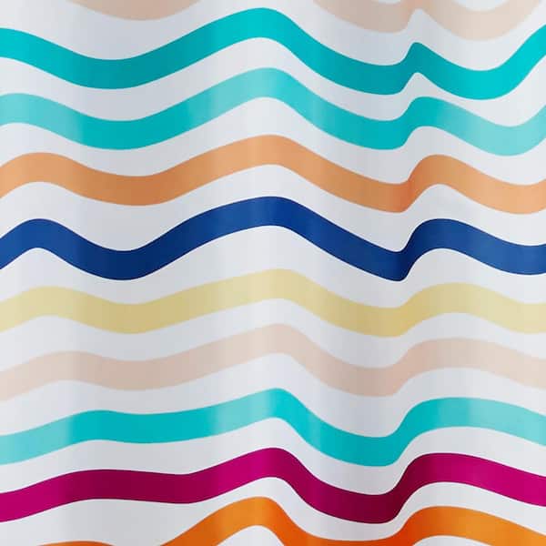 Making Waves Fabric Shower Curtain, 72 in., Multi