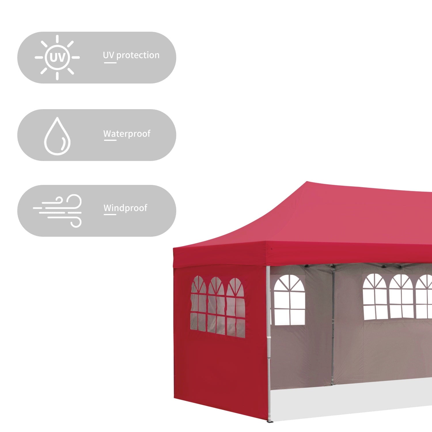 Outdoor Basic 10' x 20' Pop up Instant Canopies Tent with 4 Removable Sidewalls for Party Commercial Activity,Red