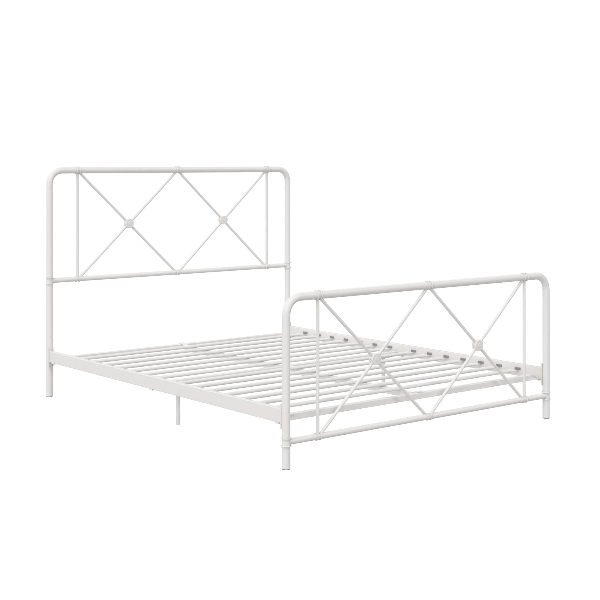 DHP Ally Metal Farmhouse Bed, Full, White
