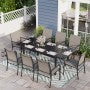 Sophia & William 9 Piece Patio Metal Dining Set Expandable Patio Dining Table and 8 Blue Textilene Chairs