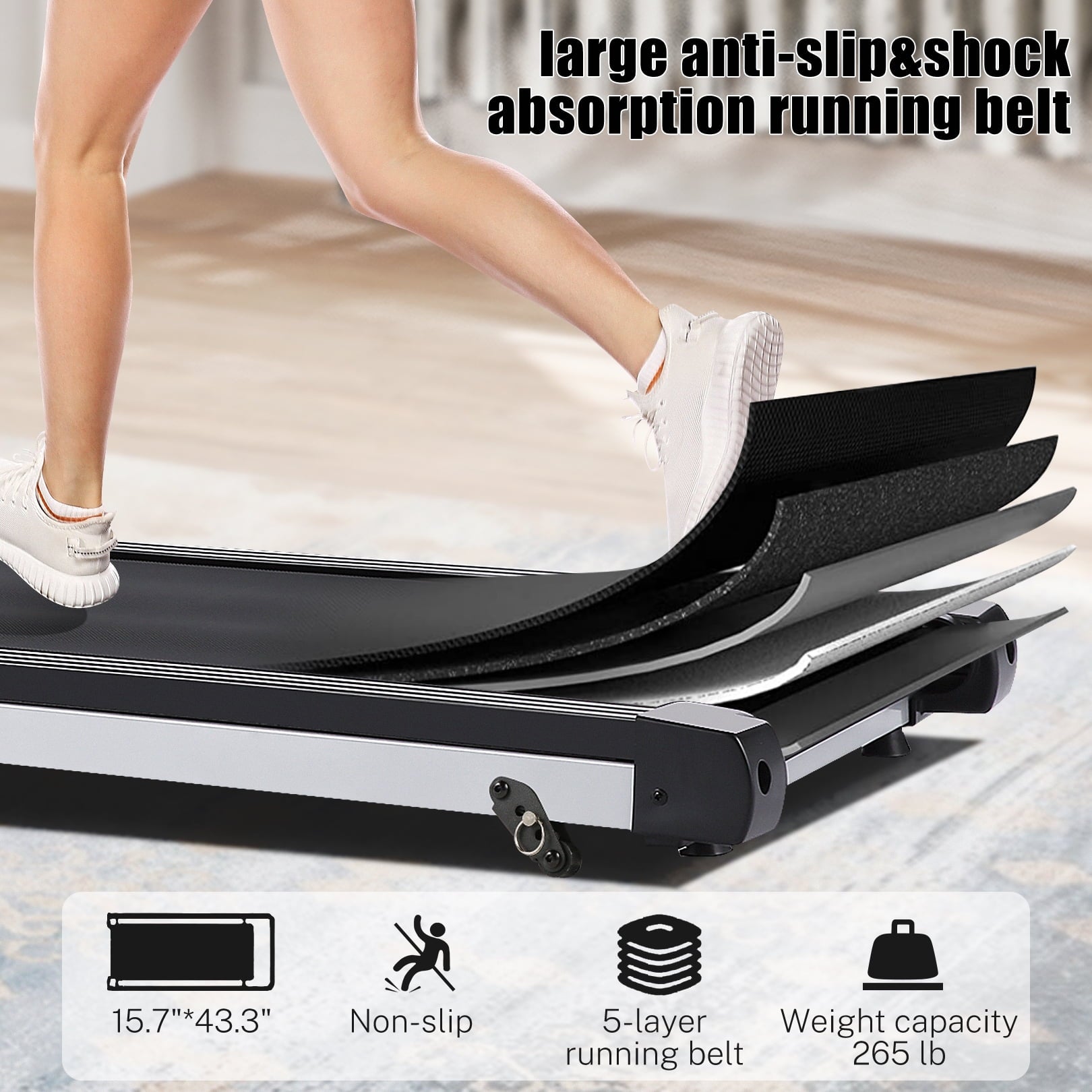3.25HP Folding Treadmill, Incline Treadmills with 10