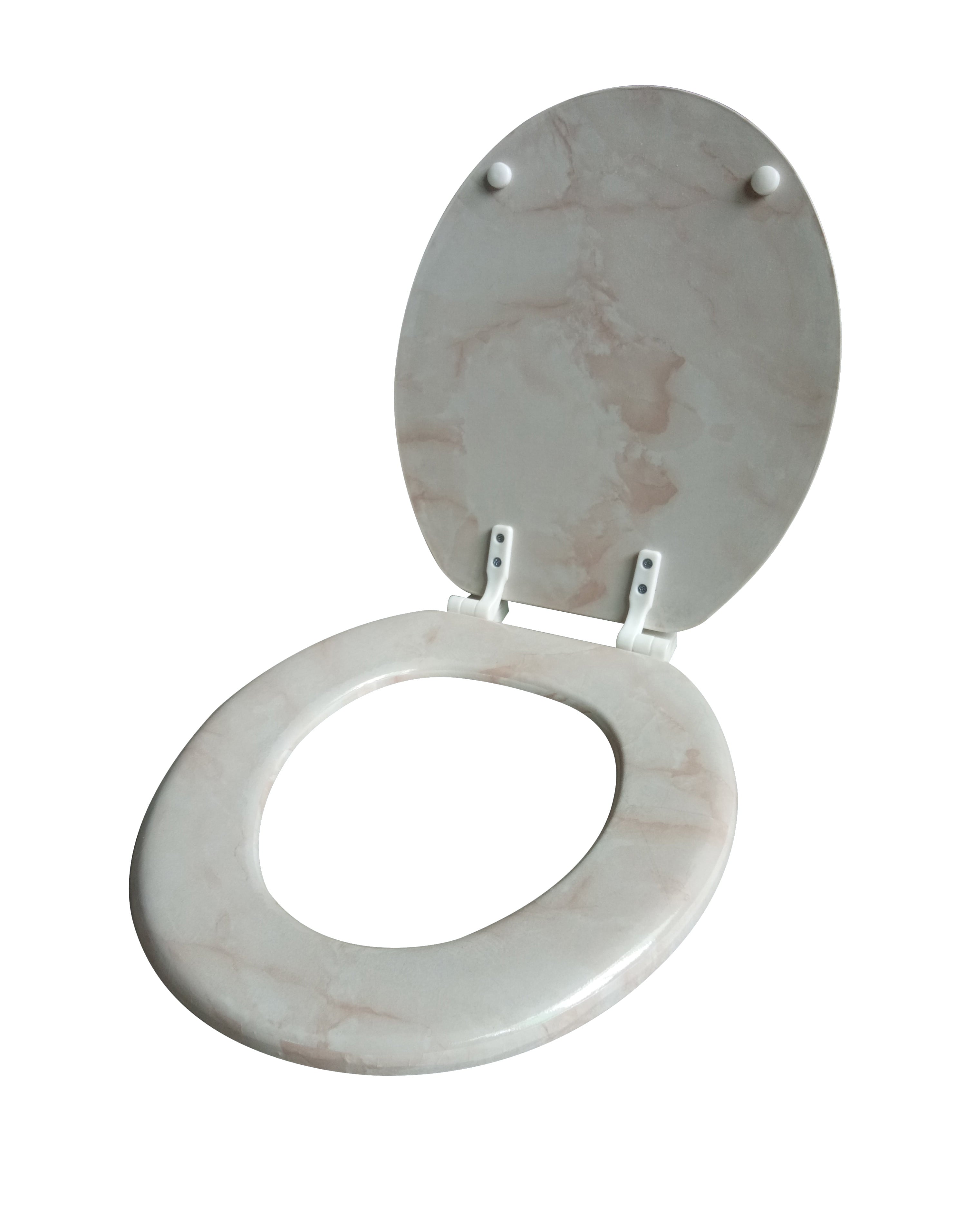 Dream Bath Heavy Duty Round Toilet Seat with non-slip seat and quick-attach easy install hardware, Marbleized Wood Beige