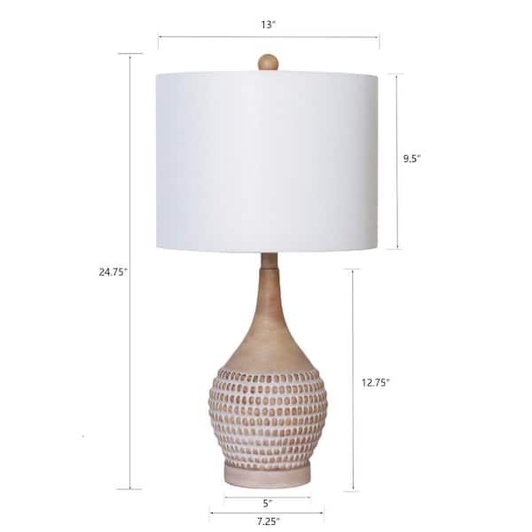 Salem 24 .75 in. Wood Brown Table Lamp Set with USB (Set of 2)