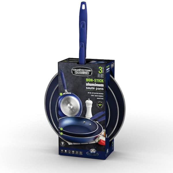 Classic Blue 3-Piece Aluminum Nonstick Mineral and Diamond Triple Coated Frying Pan Set (8 in., 10 in. and 12 in.)