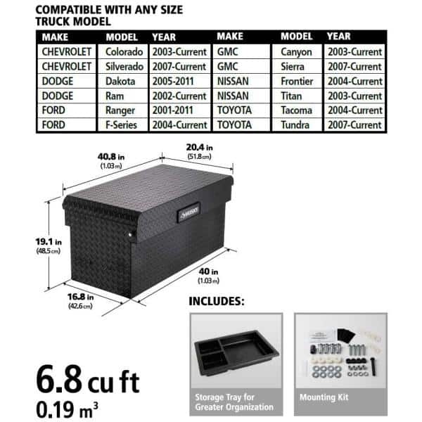 40.8 in. Matte Black Aluminum Full Size Chest Truck Tool Box