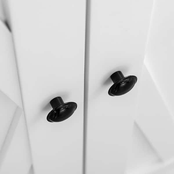 White Freestanding Kitchen Pantry, Farmhouse 4-Door Storage Cabinet with 4-Tiers and 2-Adjustable Shelves