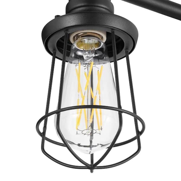 Southbourne 3-Light Matte Black Vanity Light with Open Steel Cage Frame