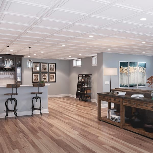 23.75in. X 23.75in. Icon Coffer Lay In Vinyl White Ceiling Panel (Case of 12)