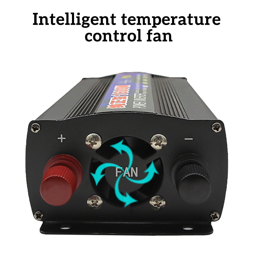 DFITO Car Power Inverter 1000W DC 12V to AC 110V Pure Sine Wave Solar Converter LCD