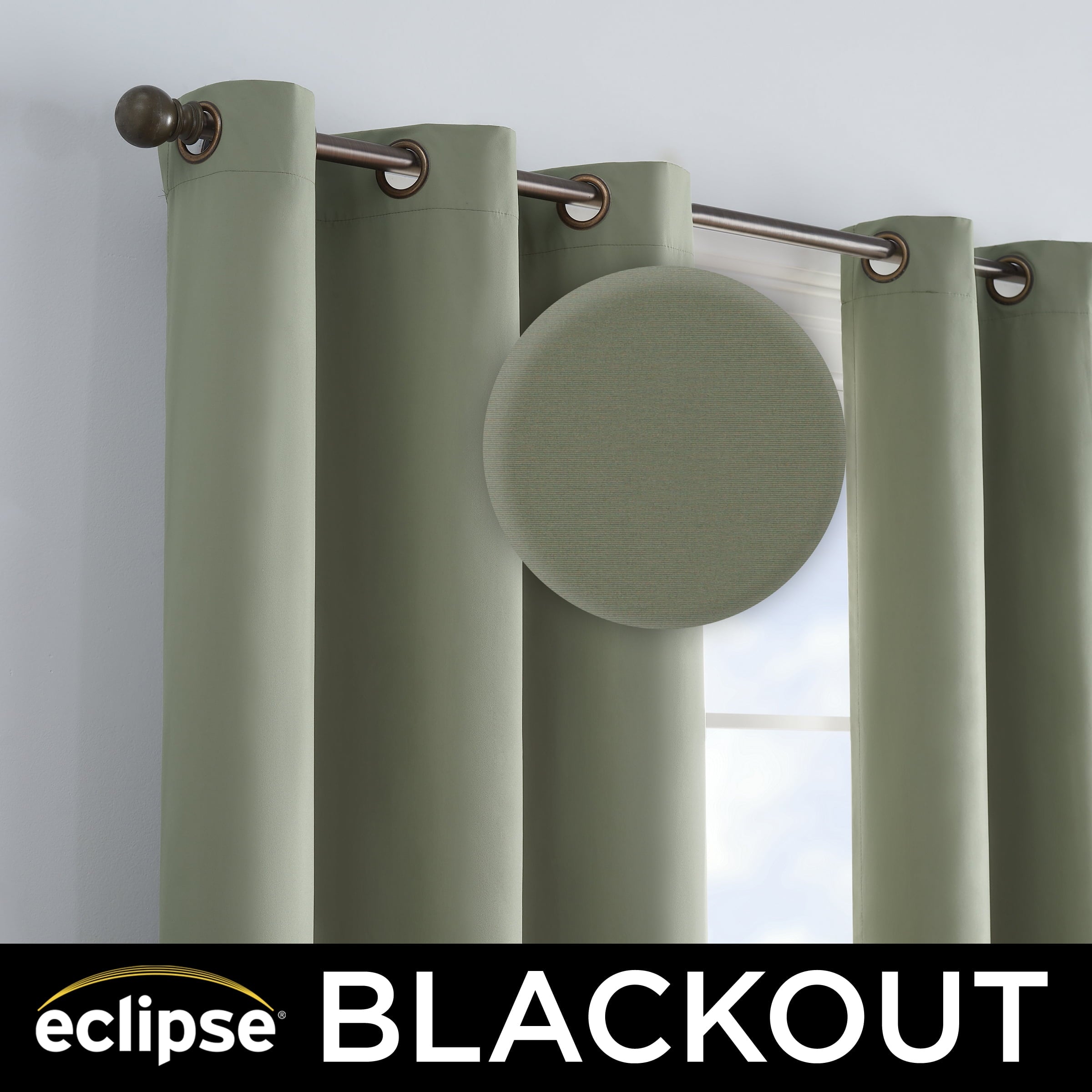 Eclipse Microfiber Energy-Efficient Solid Blackout Grommet Top Single Window Curtain Panel, Beige, 42 x 63