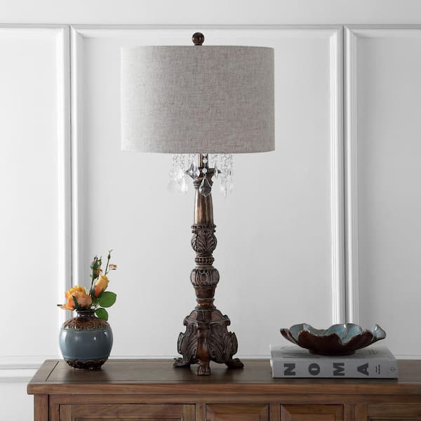 Carlisle 33.5 in. Antique Brown Resin/Acrylic LED Table Lamp
