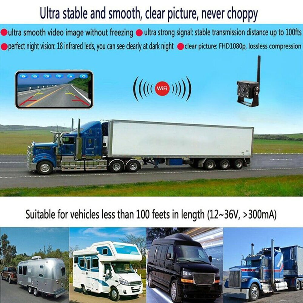 Wireless WIFI Reversing Rear View Camera Bus Trailer Truck RV Camper shockproof