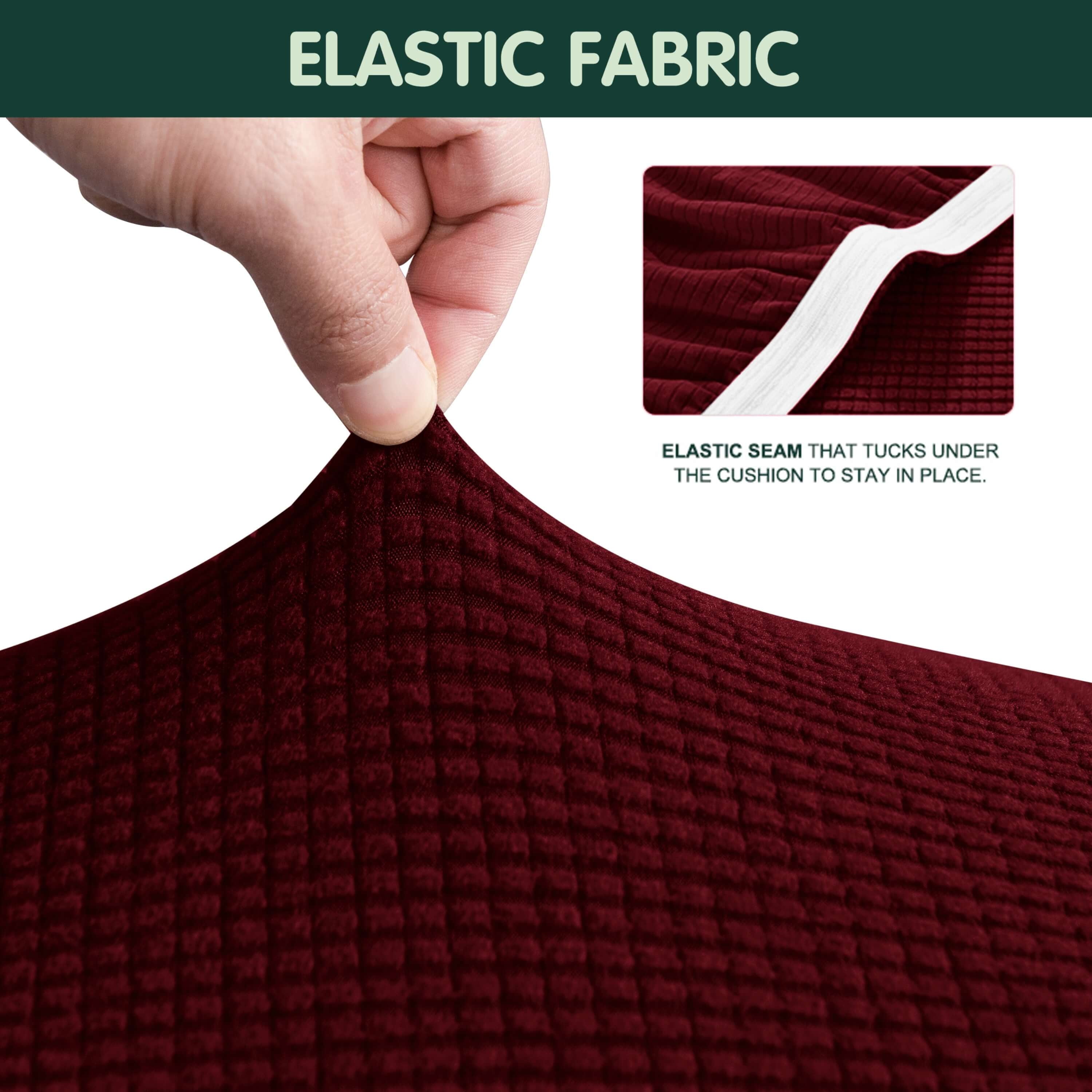 CHUN YI Sofa Cover with Separate Cushion Slipcover Stretch Checks (Sofa, Wine)