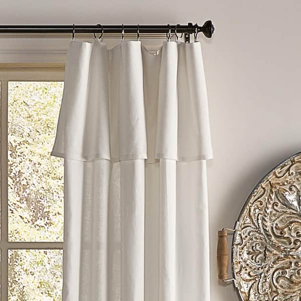 Drop Cloth Off White Solid  Cotton 50 in. W x 108 in. L Light Filtering Single Ring Top Panel Valance