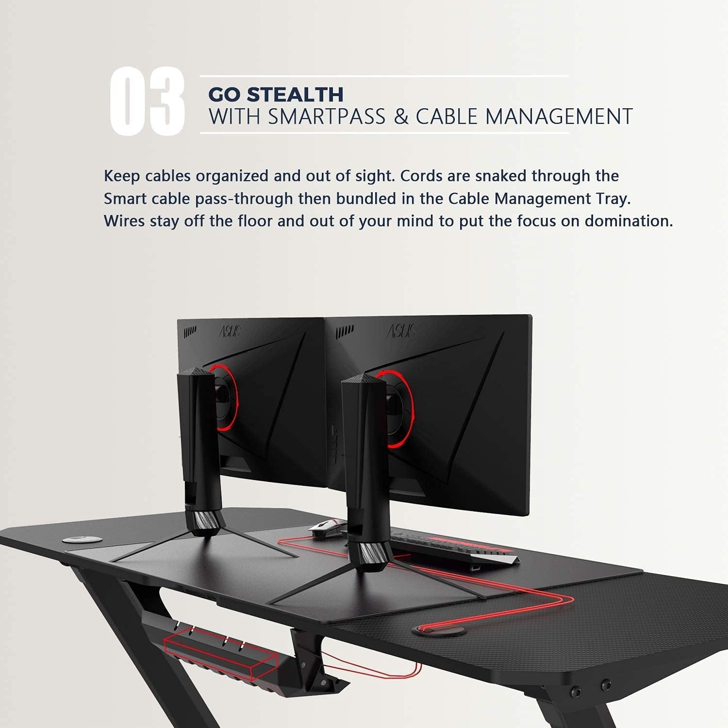 Vitesse 55 Inch Gaming Desk, Ergonomic Office PC Computer Desk with Large Mouse Pad, Z Shaped Gamer Tables Pro with USB Gaming Handle Rack, Stand Cup Holder and Headphone Hook