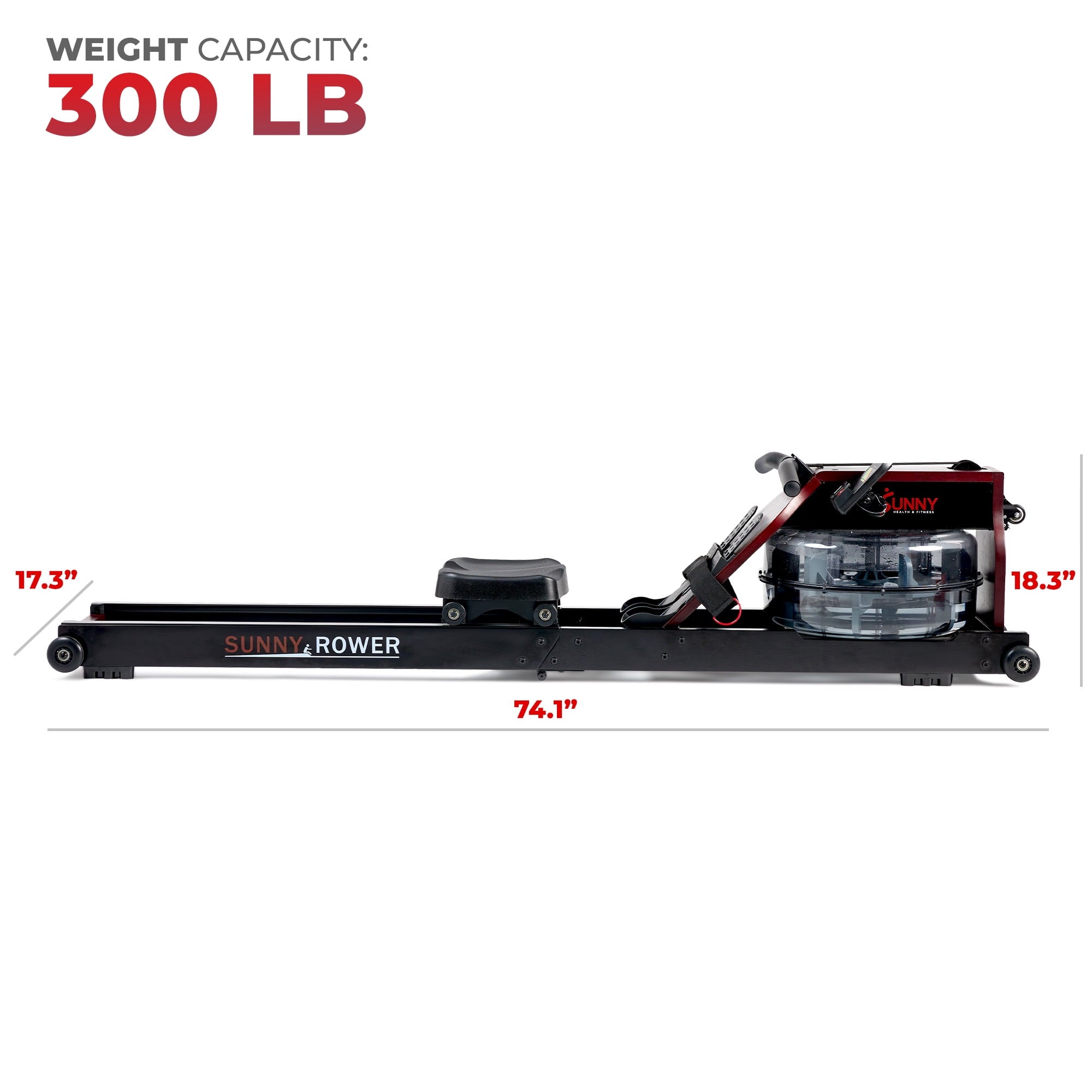 Sunny Health & Fitness Foldable Wooden Water Rowing Machine with Sustainable Rubberwood, Ergonomic Handle & Exclusive SunnyFit® App Enhanced Bluetooth Connectivity - SF-RW522074