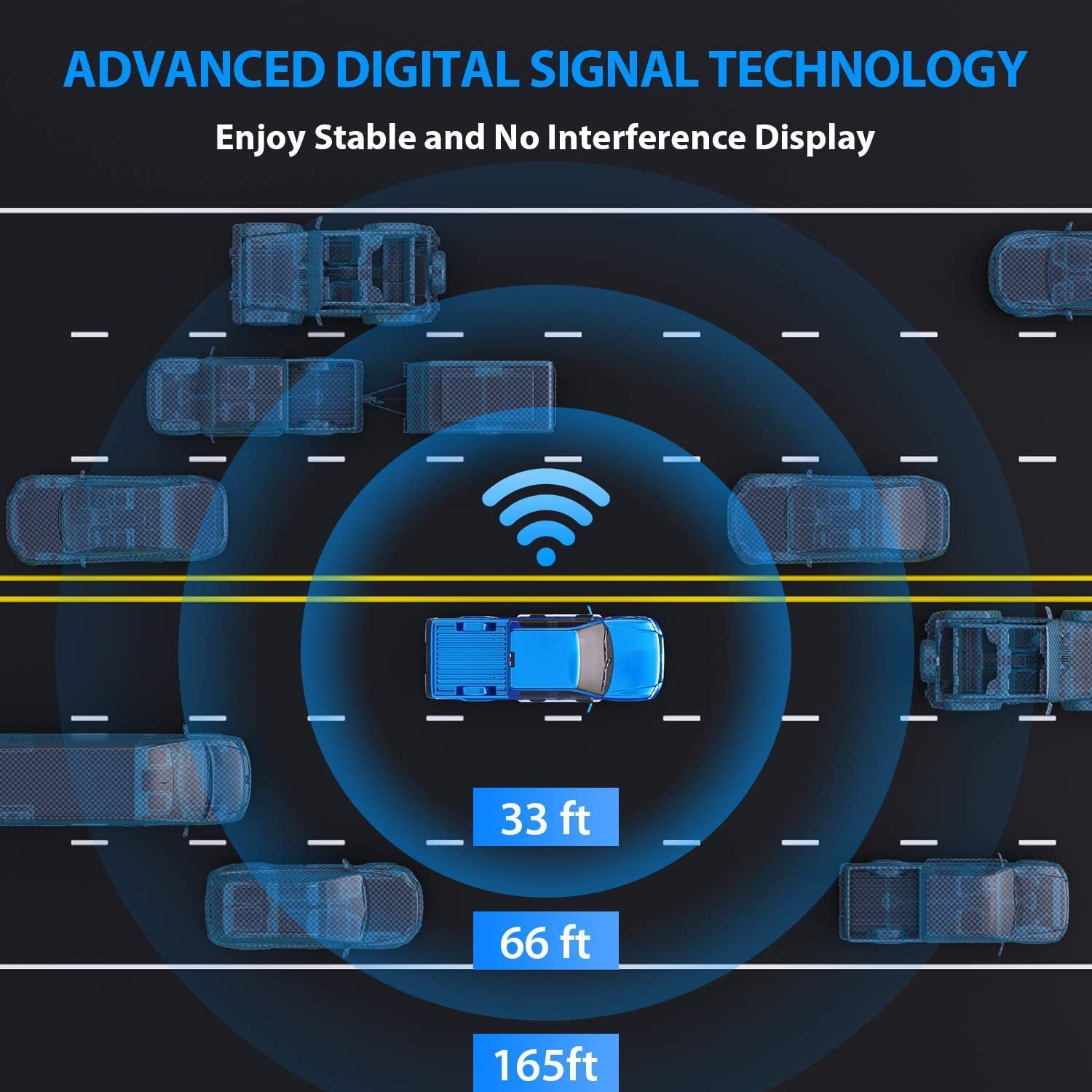 eRapta ERT03 1080P Wireless Backup Camera with Monitor for Car Pickup Truck Hitch Sedans Back Up Reversing Rear Front View Parking Camera Strong Signal and HD Image